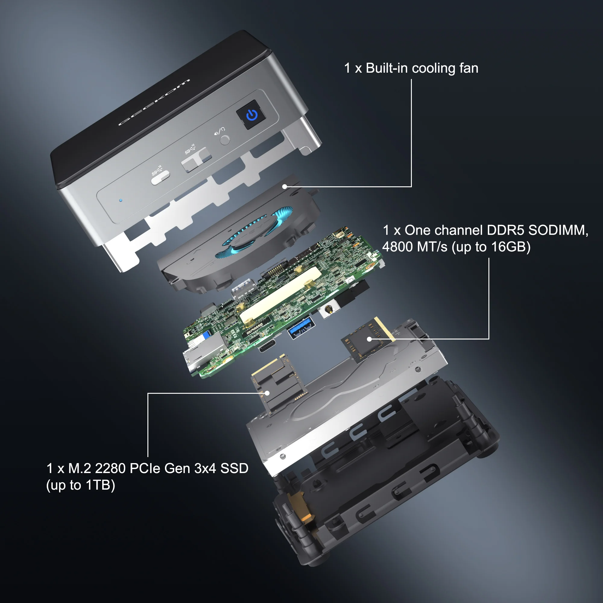 GEEKOM Air12 Mini PC, Intel Alder Lake N100 4 Cores Up to 3.4GHz, 16GB RAM  512GB SSD, HDMI Mini DP 4K Dual Screen Display 